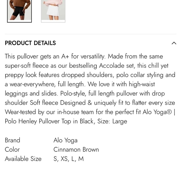 ALO Yoga Women's Brown Polo crop rugby shirt. Size S. Runs large! - Picture 10 of 11